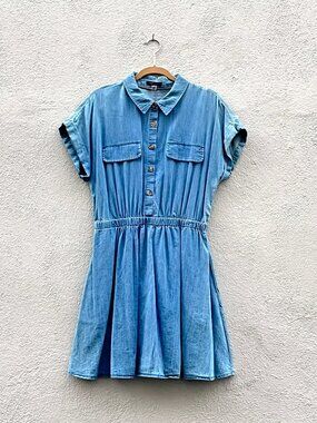 Women's Tommy Hilfiger Blue Denim Chambray Short Sleeve Dress Size 12
